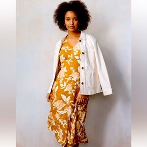 LC Lauren Conrad Mustard Floral Dress with White Jacket